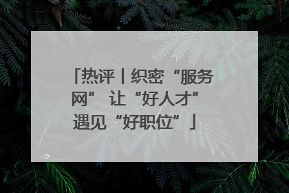 热评丨织密“服务网” 让“好人才”遇见“好职位”
