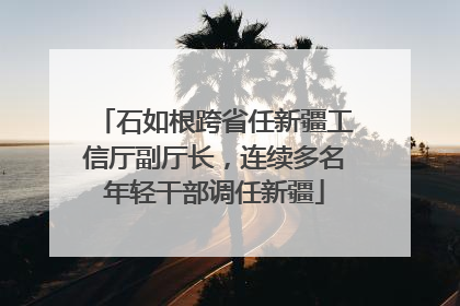 石如根跨省任新疆工信厅副厅长，连续多名年轻干部调任新疆