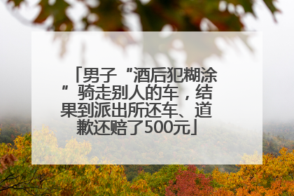 男子“酒后犯糊涂”骑走别人的车，结果到派出所还车、道歉还赔了500元