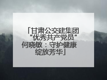 甘肃公交建集团“优秀共产党员”何晓敏：守护健康 绽放芳华
