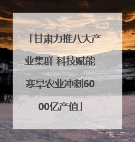 甘肃力推八大产业集群 科技赋能寒旱农业冲刺6000亿产值