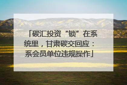 碳汇投资“锁”在系统里，甘肃碳交回应：系会员单位违规操作