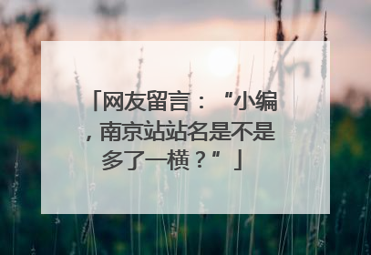 网友留言：“小编，南京站站名是不是多了一横？”
