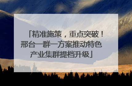 精准施策，重点突破！邢台一群一方案推动特色产业集群提档升级