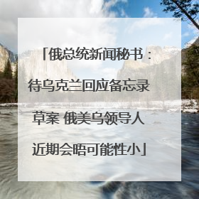 俄总统新闻秘书：待乌克兰回应备忘录草案 俄美乌领导人近期会晤可能性小