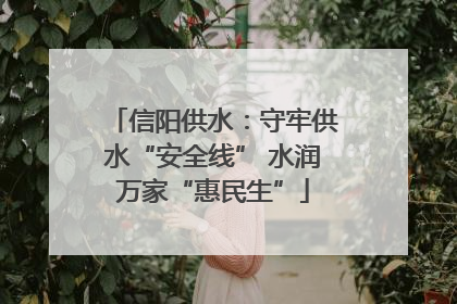 信阳供水：守牢供水“安全线” 水润万家“惠民生”