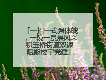 一招一式强体魄，一镜一景展风采 积玉桥街道双课赋能楼宇党建
