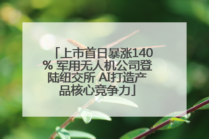 上市首日暴涨140% 军用无人机公司登陆纽交所 AI打造产品核心竞争力