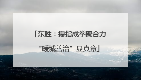 东胜：攥指成拳聚合力 “暖城善治”显真章