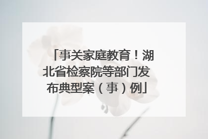 事关家庭教育！湖北省检察院等部门发布典型案（事）例