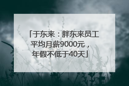 于东来：胖东来员工平均月薪9000元，年假不低于40天