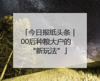 今日报纸头条｜00后种粮大户的“新玩法”