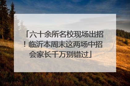 六十余所名校现场出招！临沂本周末这两场中招会家长千万别错过