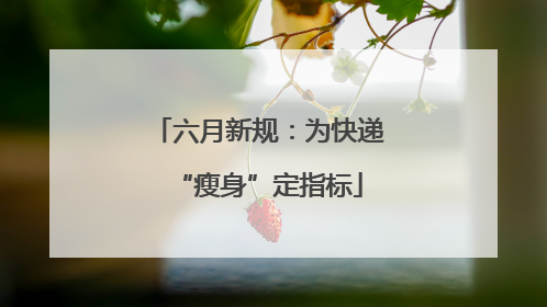 六月新规：为快递“瘦身”定指标