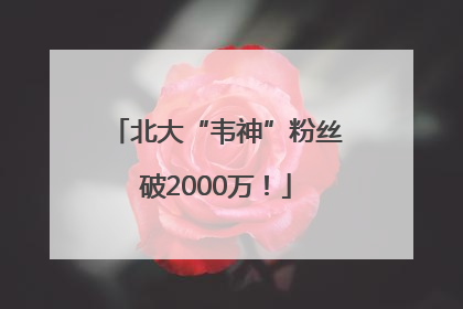 北大“韦神”粉丝破2000万！