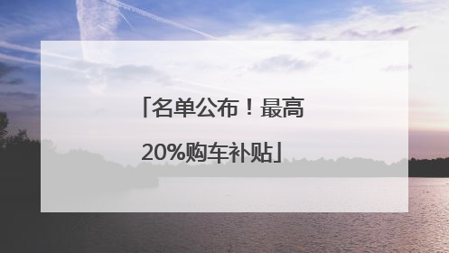 名单公布！最高20%购车补贴