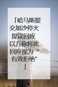 哈马斯提交加沙停火提议回应 以方称将此回应视为“有效拒绝”