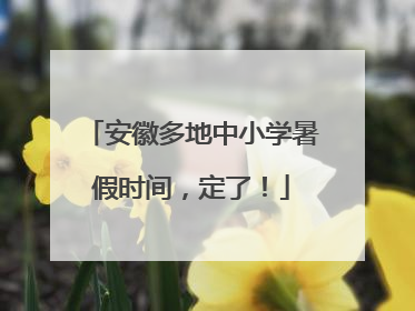 安徽多地中小学暑假时间，定了！