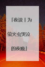 夜读丨为萤火虫哭泣的夜晚