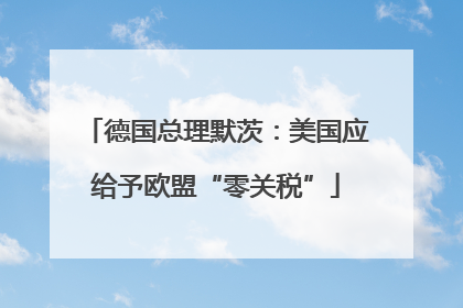 德国总理默茨：美国应给予欧盟“零关税”