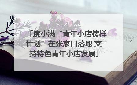 度小满“青年小店榜样计划”在张家口落地 支持特色青年小店发展