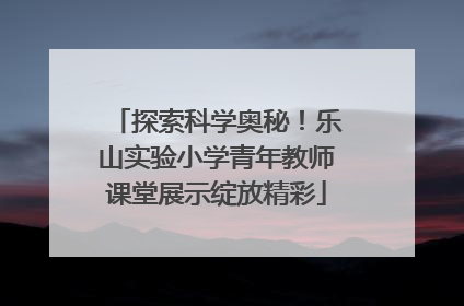 探索科学奥秘！乐山实验小学青年教师课堂展示绽放精彩