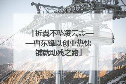 折翼不坠凌云志——曹东锋以创业热忱铺就助残之路