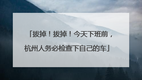 拔掉！拔掉！今天下班前，杭州人务必检查下自己的车