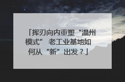 挥刃向内重塑“温州模式” 老工业基地如何从“新”出发？