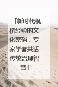 新时代枫桥经验的文化密码：专家学者共话传统治理智慧