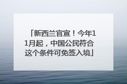 新西兰官宣！今年11月起，中国公民符合这个条件可免签入境