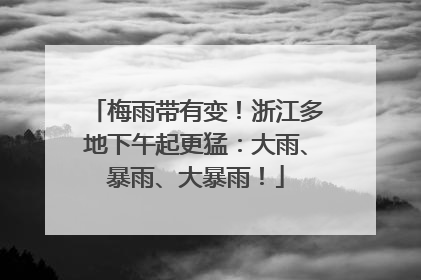 梅雨带有变！浙江多地下午起更猛：大雨、暴雨、大暴雨！