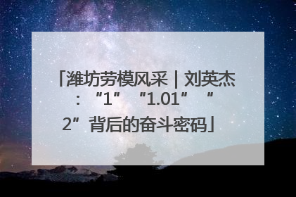 潍坊劳模风采｜刘英杰：“1”“1.01”“2”背后的奋斗密码