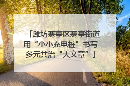 潍坊寒亭区寒亭街道用“小小充电桩”书写多元共治“大文章”