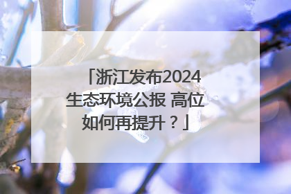 浙江发布2024生态环境公报 高位如何再提升？