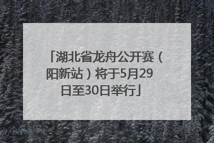 湖北省龙舟公开赛（阳新站）将于5月29日至30日举行