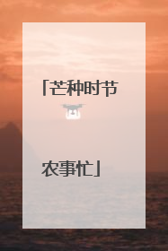 芒种时节农事忙