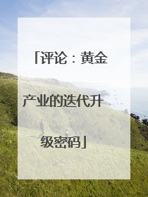 评论：黄金产业的迭代升级密码
