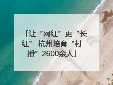 让“网红”更“长红” 杭州培育“村播”2600余人