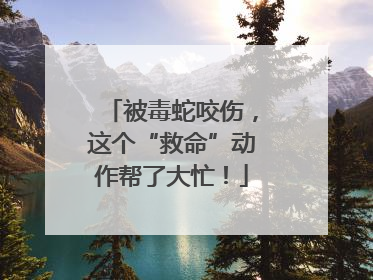 被毒蛇咬伤，这个“救命”动作帮了大忙！