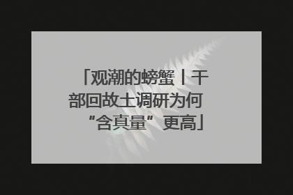 观潮的螃蟹丨干部回故土调研为何“含真量”更高