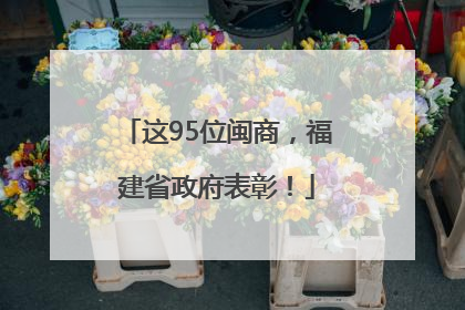 这95位闽商，福建省政府表彰！