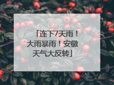 连下7天雨！大雨暴雨！安徽天气大反转