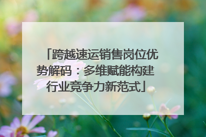 跨越速运销售岗位优势解码：多维赋能构建行业竞争力新范式