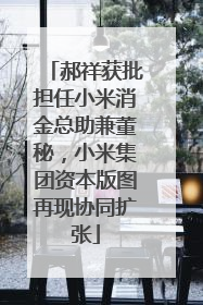 郝祥获批担任小米消金总助兼董秘，小米集团资本版图再现协同扩张