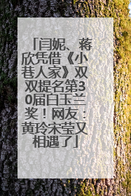 闫妮、蒋欣凭借《小巷人家》双双提名第30届白玉兰奖！网友：黄玲宋莹又相遇了