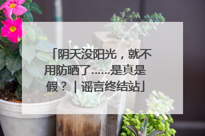 阴天没阳光，就不用防晒了……是真是假？｜谣言终结站