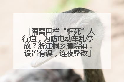 隔离围栏“框死”人行道，为防电动车乱停放？浙江桐乡濮院镇：设置有误，连夜整改