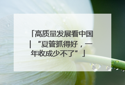 高质量发展看中国｜“夏管抓得好，一年收成少不了”